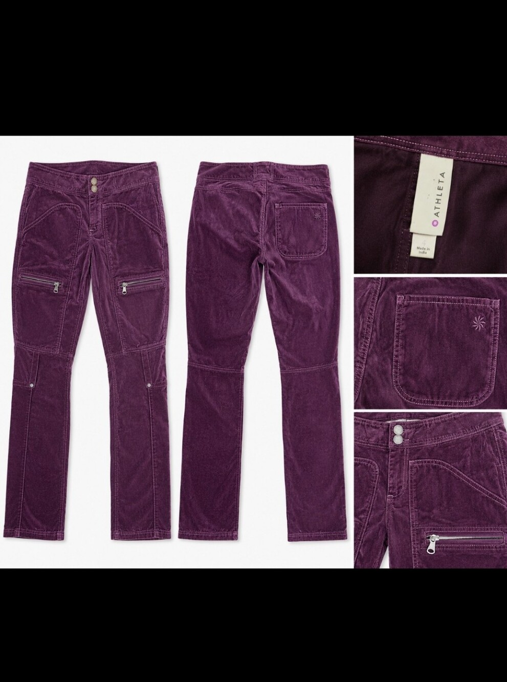Athleta Y2K 1990s Deep Violet Velvet Size 4 Pants